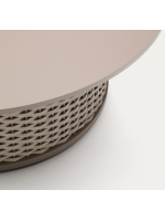 LONDON coffee table Ø 99 cm in aluminum and rope dove gray for home garden terrace