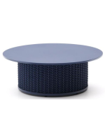 SORRENTO tavolino Ø 99 cm in alluminio e corda blu per casa giardino terrazzo