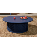 SORRENTO tavolino Ø 99 cm in alluminio e corda blu per casa giardino terrazzo