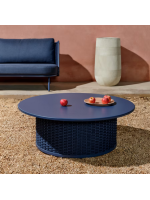 SORRENTO tavolino Ø 99 cm in alluminio e corda blu per casa giardino terrazzo