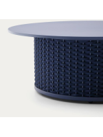 SORRENTO table basse Ø 99 cm aluminium et corde bleue pour maison jardin terrasse