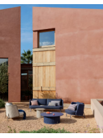 SORRENTO tavolino Ø 99 cm in alluminio e corda blu per casa giardino terrazzo