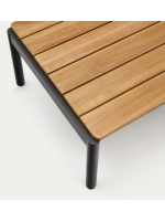FACER 150x63 cm gray aluminum coffee table with teak wood top for outdoor garden terrace