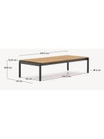 FACER 150x63 cm tavolino in alluminio grigio e piano in legno di teck per esterno giardino terrazzo