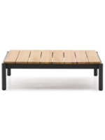 BASTER 89x91cm tavolino in alluminio grigio e piano in legno di teck per esterno giardino terrazzo