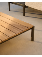 MEMIS 91x89 cm tavolino in alluminio verde e piano in legno di teck per esterno giardino terrazzo
