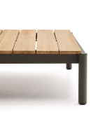 MEMIS 91x89 cm tavolino in alluminio verde e piano in legno di teck per esterno giardino terrazzo