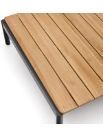 PASTEL 91x57cm tavolino in alluminio grigio e piano in legno di teck per esterno giardino terrazzo