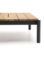 PASTEL 91x57cm tavolino in alluminio grigio e piano in legno di teck per esterno giardino terrazzo