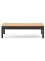 PASTEL 91x57cm gray aluminum coffee table with teak wood top for outdoor garden terrace