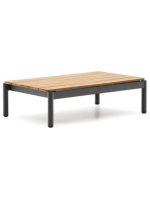 PASTEL 91x57cm tavolino in alluminio grigio e piano in legno di teck per esterno giardino terrazzo