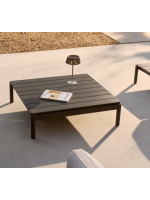EGLADI 89x91cm Couchtisch aus grauem Aluminium für die Gartenterrasse im Freien