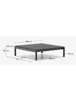 EGLADI 89x91cm Couchtisch aus grauem Aluminium für die Gartenterrasse im Freien