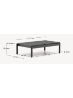 ASPER 91x57 cm Mesa de centro de aluminio gris para terraza de jardín exterior