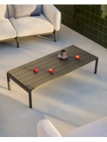 DYLAN 150x63cm Couchtisch aus grüner Aluminium für die Gartenterrasse im Freien