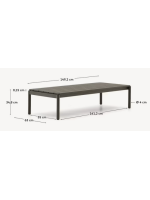 DYLAN 150x63cm Couchtisch aus grüner Aluminium für die Gartenterrasse im Freien