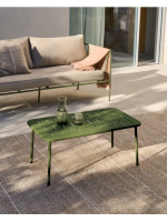 EDFU Mesa de centro de acero galvanizado verde de 90x50 cm para exterior