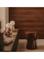 ANEMONE table basse en céramique finition terre cuite émaillée Ø 35 cm design maison intérieur ou extérieur
