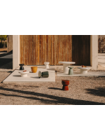 PROPOLI tavolino in ceramica con finitura smaltata in color senape Ø 46 cm design casa interno o esterno
