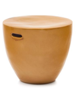PROPOLI tavolino in ceramica con finitura smaltata in color senape Ø 46 cm design casa interno o esterno