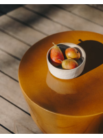 PROPOLI ceramic coffee table with mustard colored enamel finish Ø 46 cm home design indoor or outdoor