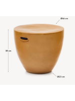 PROPOLI tavolino in ceramica con finitura smaltata in color senape Ø 46 cm design casa interno o esterno