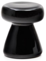 BRUN tavolino in ceramica nero lucido Ø 38 cm design casa interno o esterno