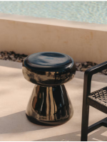 BRUN tavolino in ceramica nero lucido Ø 38 cm design casa interno o esterno