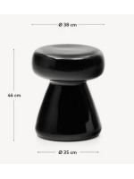 BRUN Couchtisch aus glänzend schwarzer Keramik Ø 38 cm Wohndesign für drinnen oder draußen