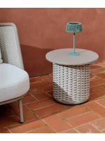 LONDON table basse Ø 50 cm aluminium et corde gris tourterelle pour maison jardin terrasse
