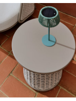 LONDON table basse Ø 50 cm aluminium et corde gris tourterelle pour maison jardin terrasse