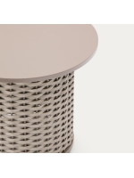 LONDON table basse Ø 50 cm aluminium et corde gris tourterelle pour maison jardin terrasse