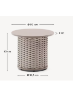LONDON Couchtisch Ø 50 cm aus Aluminium und Seil in Taubengrau für die Terrasse im Hausgarten