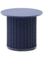 SORRENTO mesa de centro Ø 50 cm de aluminio y cuerda color azul para terraza jardín de casa