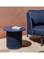 SORRENTO tavolino Ø 50 cm in alluminio e corda blu per casa giardino terrazzo