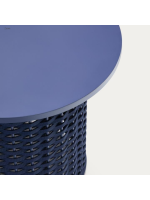 SORRENTO mesa de centro Ø 50 cm de aluminio y cuerda color azul para terraza jardín de casa