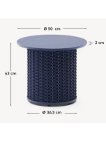 SORRENTO tavolino Ø 50 cm in alluminio e corda blu per casa giardino terrazzo