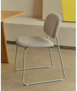 BOGOR sled chair in chenille fabric and metal legs color choice
