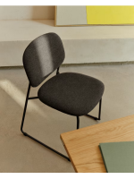 BOGOR sled chair in chenille fabric and metal legs color choice
