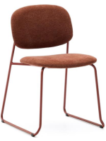 BOGOR in Chenille Stoff und Metallbeinen Farbe nach Wahl Schlittenstuhl Design