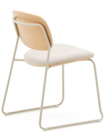 EARY sled chair in wood and chenille fabric and metal legs