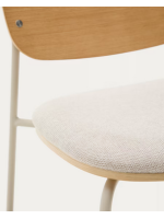 EARY sled chair in wood and chenille fabric and metal legs