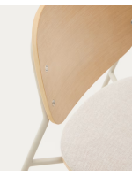 EARY sled chair in wood and chenille fabric and metal legs