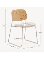 EARY sled chair in wood and chenille fabric and metal legs