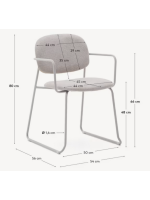 EMOY sled chair in chenille fabric and metal legs color choice