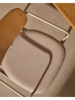 LINAY sled chair in wood and chenille fabric and metal legs