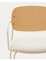 LINAY sled chair in wood and chenille fabric and metal legs