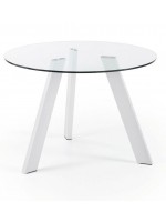 CASUAL Fixed diam 110 or 130 in chrome or white glass top round table home contract
