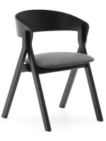 KOUFONISSI Silla en chapa de fresno negro y patas de madera maciza de caucho con acabado negro