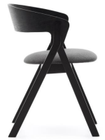 KOUFONISSI Silla en chapa de fresno negro y patas de madera maciza de caucho con acabado negro